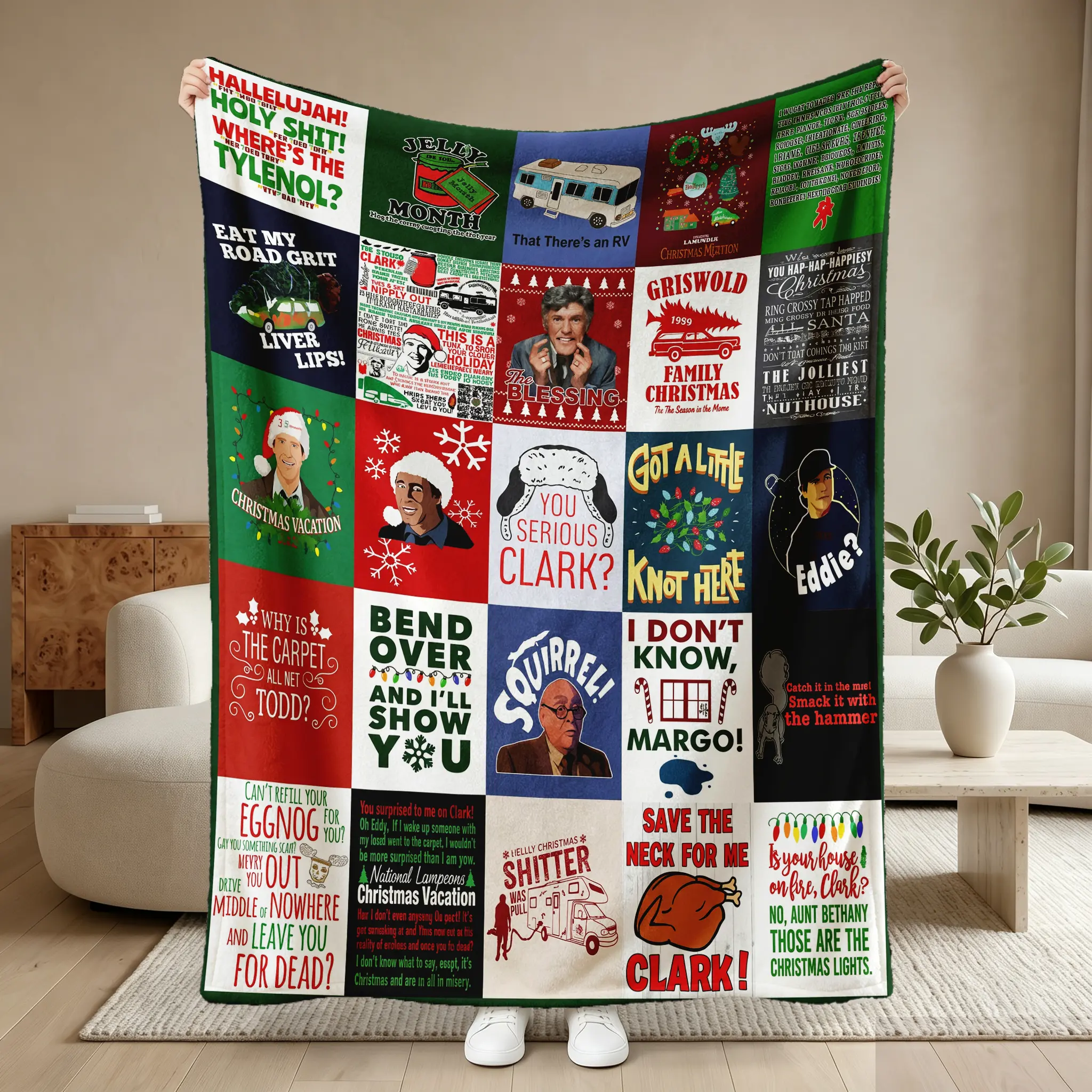 Christmas Vacation PREMIUM Fleece Blanket, Griswold Family Christmas Blanket, Clark Griswold Blanket, National Lampoons Blanket Mink Sherpa Applies to Super soft decorative sofasofabedroom Suitable as a gift