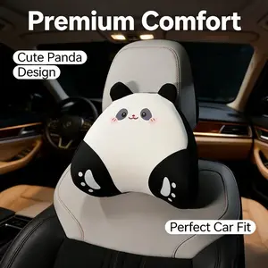 Cute Panda Car Headrest Neck Pillow, Soft Universal Car Seat Cushion, Comfortable Interior Accessory for Vehicles, Perfect for Daily Use, Car Accessories, Cute Panda Design