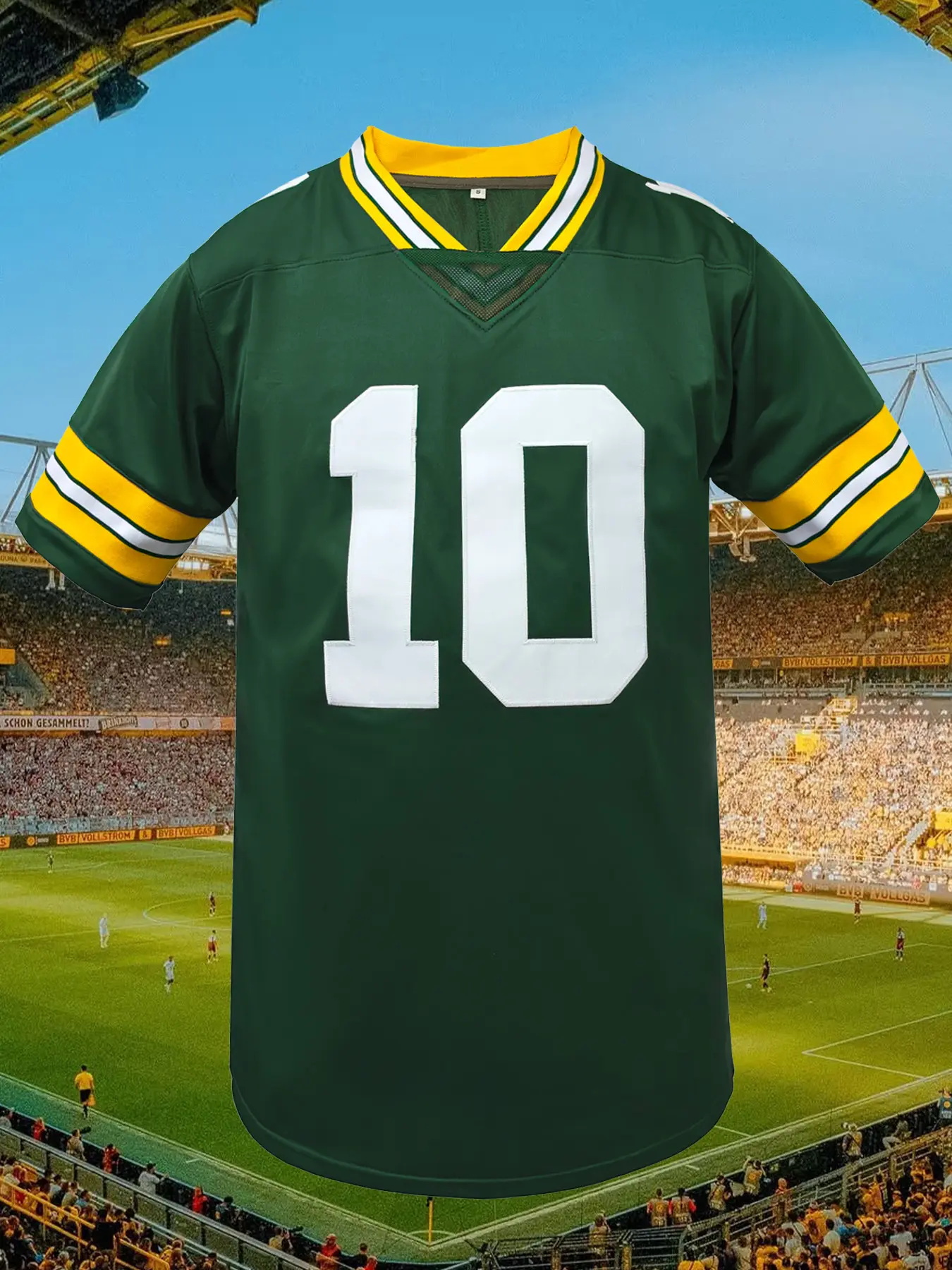 Men's Stitched Football Jersey,Letter and Number Embroidered V Neck Loose Fit Short Sleeve T-Shirt, Casual All Season Wear, Unisex Design for Training and Competition, Sportswear Top