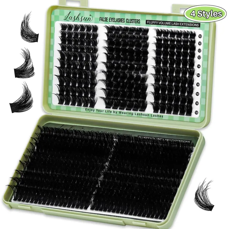 540PCS D Curl 4 styles 10-18mm/14-22mm Mixed Length 3D Effect Individual Lashes Kit With Lash Bond&Seal Lash Remover And Tweezers, Long-Lasting, Beginner Friendly Lashes