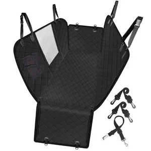 Dog Car Seat Cover for Back Seat Mesh Window Safety Belt 100% Waterproof Dog Hammock for Safe Travel with Side Door Protectors Non Slip Scratchproof Pet Rear Seat Cover for Car SUV Truck Solid Color Universal Fit