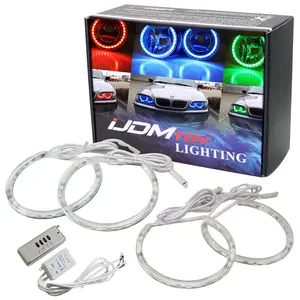 iJDMTOY v2. RGB Multi-Color 96-LED Angel Eye Halo Rings w/Lens Covers w/Adjustable Setting For BMW E36 E46 E38 E39 3 5 7 Series