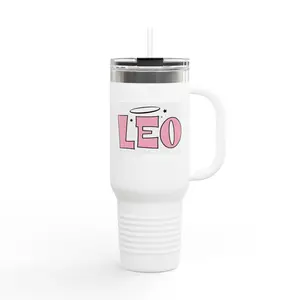 Leo Zodiac Insulated Travel Mug For Girls, Horoscope Travel Cup, Astrology Gift, Large Leo Mug, Zodiac Sign Tumbler Drinkware Flasks Lid Stainless Steel Insulation Stylish Water Bottles Bottled Portable Black