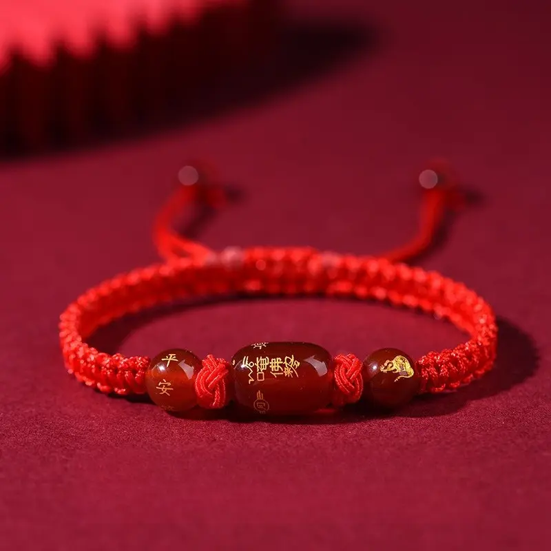 Unisex 2026 Chinese Zodiac (Goat, Snake, Tiger) Lucky Red Beaded Braided Bracelet - Protection String, New Year Blessing Jewelry Gift for Outdoor Sports Enthusiasts, Bracelets for Women
