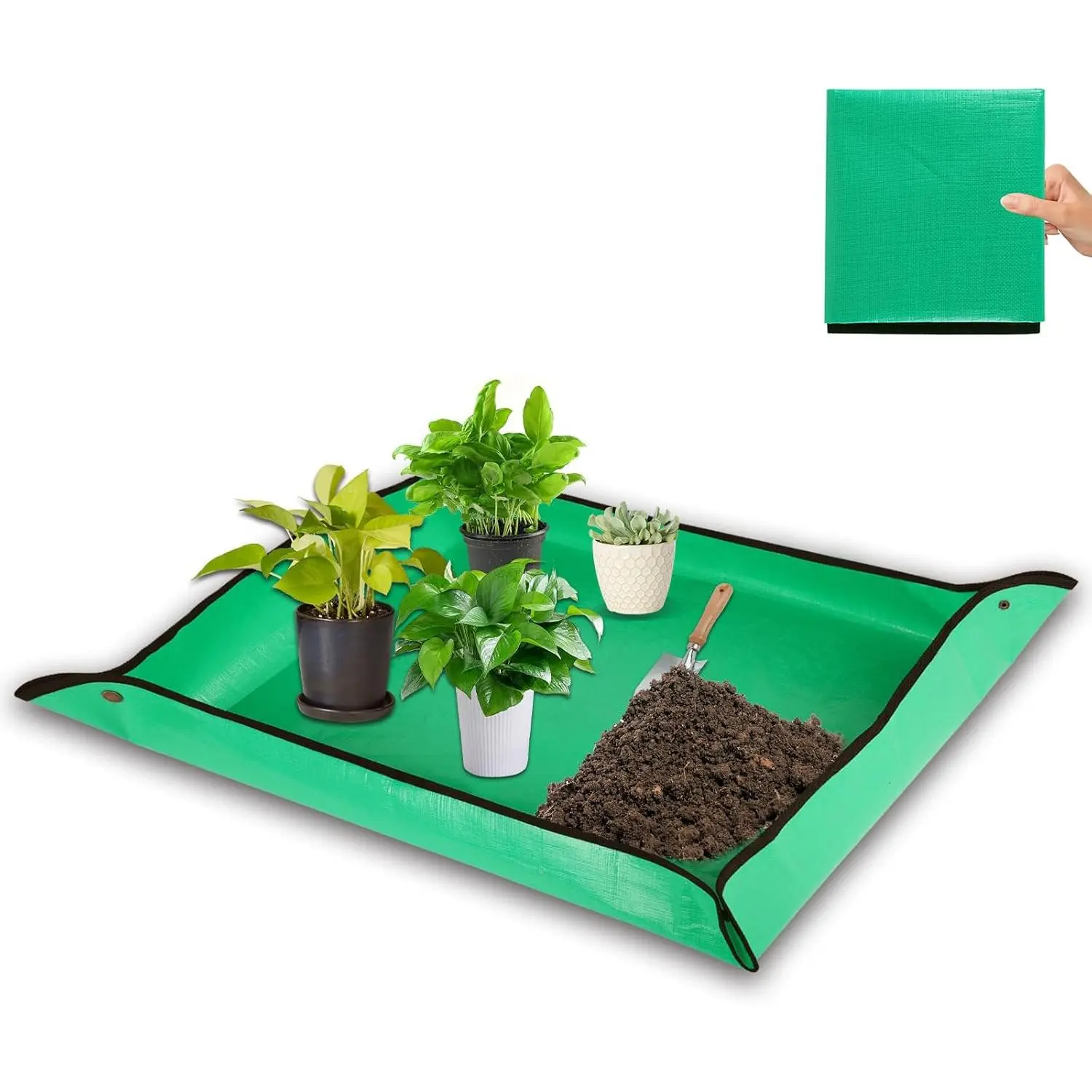 Repotting Mat for Indoor  - 43.5'' x 29.5'' Planting Soil Mess Control, Portable Succulent Planting Potting Tray  Gardening Bonsai Tools Transplanting Mat (Pale Green)