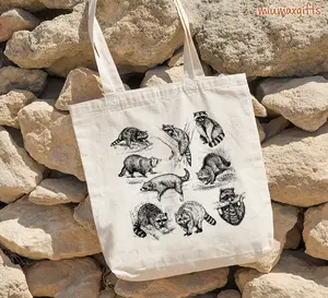 Raccoon Tote Bag, Raccoon Bag, Raccoon Tote, Bear Tote Bag, Wild Animal Bag, Canvas Tote Bag