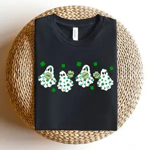 St. Patrick’s Day Ghost Sweatshirt, St Patricks Day Sweatshirt, Rainbow Ghost Shirt, Ghost With Shamrock Tshirt, Ghost Shirt, Lucky Sweater B7