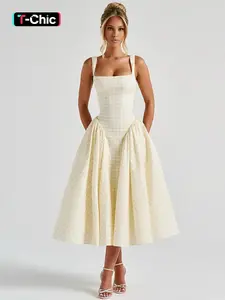 Women's Gingham Print  Square Neck Tank Dress, Chic Fashion Casual Sleeveless A Line Dress for Daily Outdoor Wear, Ladies Dress for Summer