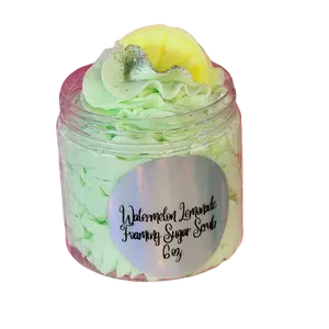 Watermelon Lemonade Whipped Foaming Sugar Scrub. Exfoliating Shea Butter Body Wash & Scrub. All Natural Whipped Scrub Gentle Bright Cleansing Blend