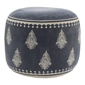 Ox Bay Paisley Flatweave Cotton Ottoman Pouf