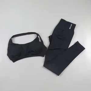 【With lable】Dfyne Impact Sports Bra & Leggings Set for Women – Seamless Medium-Support Bra and High-Waisted Squat-Proof Workout Tights with Ribbed Waistband