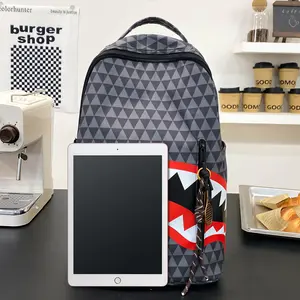 Geometric Shark Tooth Design Backpack Christmas Limited Edition Holiday Gift for Students with Adjustable Straps & Spacious Pockets Black Soft Shell Laptop Bag