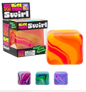 Schylling NeeDoh Nice Cube Swirl - Sensory Toy with a Super Solid Squish - Unique, Swirling Color Blend - Ages 3 and Up - Color May Vary