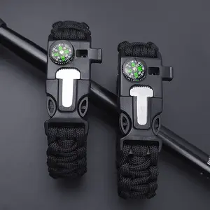 FIRE ON YOUR WRIST! 5-in-1 Survival Bracelet Paracord Ferro Rod Compass Outdoor Tactical Umbrella Rope 12 Feet 1.26 Inches Wide 9.84 Inches Long #PrepperGear #EDC #Bushcraft