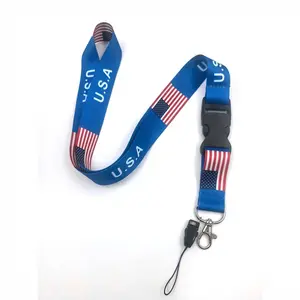 Usa Flag Phone Lanyard Neck Strap with Detachable Buckle, ID Badge Holder Keychain Strap for Phone Keys Card, Durable & Stylish Design