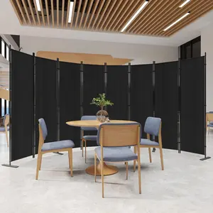 C-Hopetree 8 Panels Room Divider, 6 Ft Tall Indoor Folding Privacy Screen, Portable Partition Separator, Freestanding Separation Temporary Wall for Office, Bedroom, 160" W X 71" H, Black