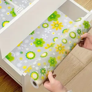 Eva Home Kitchen Cabinet Liner Roll, Non-Stick Waterproof Oil-Proof, Cute Flower Pattern Design, Floral Pattern Placemat, Easy Clean Durable Storage Pad