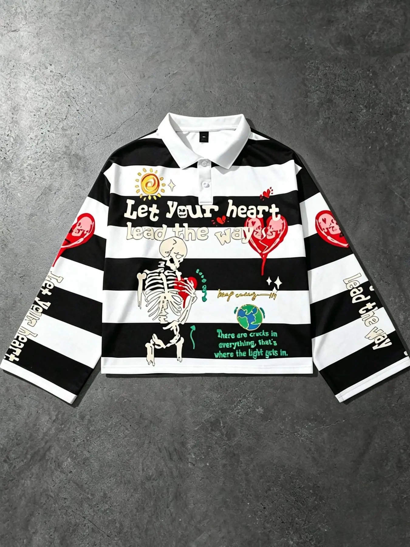 Men's Polo-Neck Long Sleeve Knitted T-Shirt with Striped Street Style, Oversized Striped Streetwear Shirt for Men and Women, 2026 New Season Lightweight Long Sleeve Sweater, Bestselling Striped Shirts