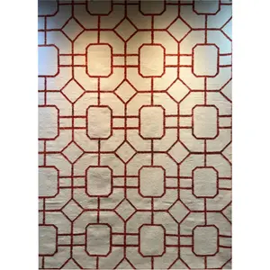 704 - Killim Fine Modern Indian Wool Ivory Red Carpet