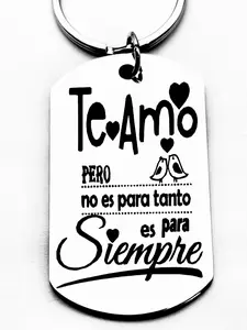 Slogan Pattern Stainless Steel Keychain, Fashionable Keychain for Men & Women, Trendy All-match & Exquisite Keychain for Birthday Gift