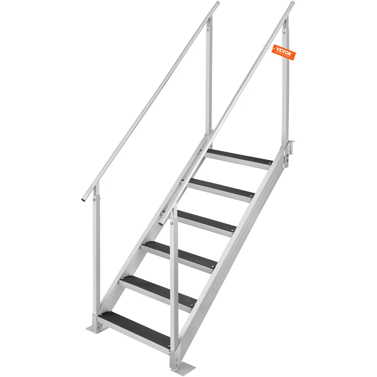 VEVOR Dock Ladder,  43''-51'' Adjustable Height, 500 lbs Load Capacity, Aluminum Alloy 6 Steps Pontoon Boat Ladder with Dual Handrails & Nonslip Rubber Mat, Ideal for Ship/Lake/Pool/Marine Boarding