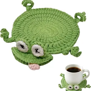 Funny Crochet Coasters, Cute Handmade 3D Animal Mug Rug, Novelty Knitted Cup Mat Desk Decor, Unique Whimsical Drink Coaster for Coffee & Animal Lovers