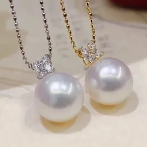 G022 S925 freshwater aurora Edison Pearl necklace 10-11mm (chain is free gift)