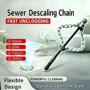 Sewer Descaling Chain, Flex-Shaft design, Multi-Purpose PVC Pipe Maintenance Tool, Push-Type Rotary Cable Sewer Dredge, Oil Pollution in Pipeline Blocks Drilling Tools, Suitable for 16mm Spring