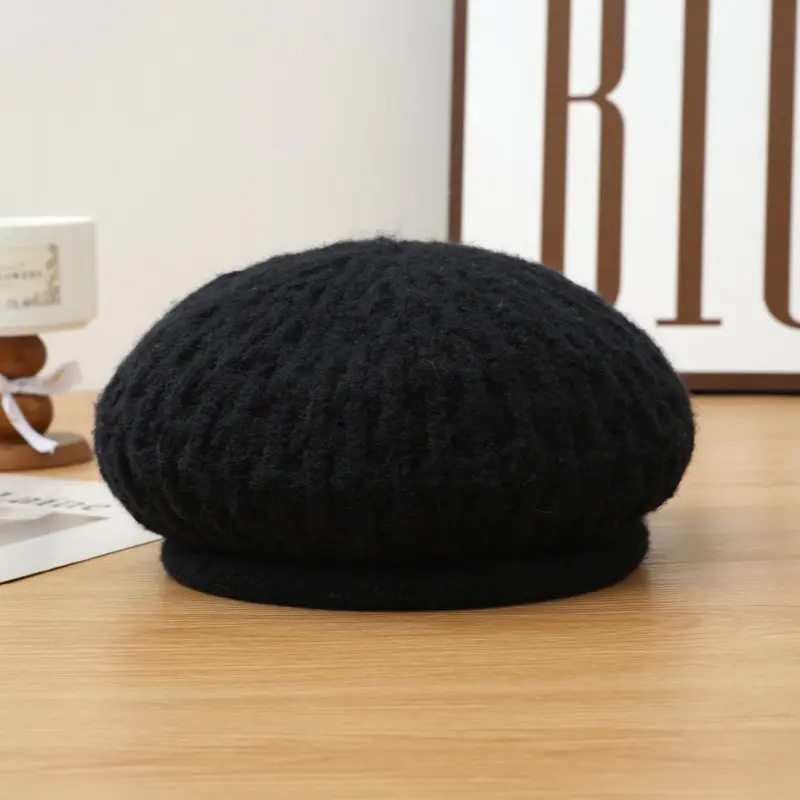 Women'S Lightweight Winter Beret Hat - Cozy Fleece-Lined, Stylish Brown with Black Trim, Perfect for Fall & Winter Fashion, Casual & Versatile Design, Winter Fashion Accessory |       Stylish Beret |       Texture