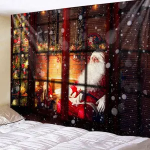 Christmas Themed Tapestry, 1 Count Winter Landscape Pattern Wall Hanging Decor, Wall Art for Home Living Room Bedroom Decor