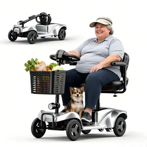 4 Wheel Mobility Scooter,Mobility Scooters forSeniors,Features a Maximum Range of up to 15 Miles,Equippedwith Charger/Storage Basket/Keys