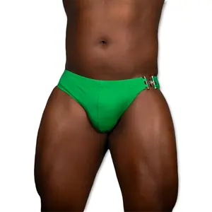 GREEN green gold buckle swim briefs