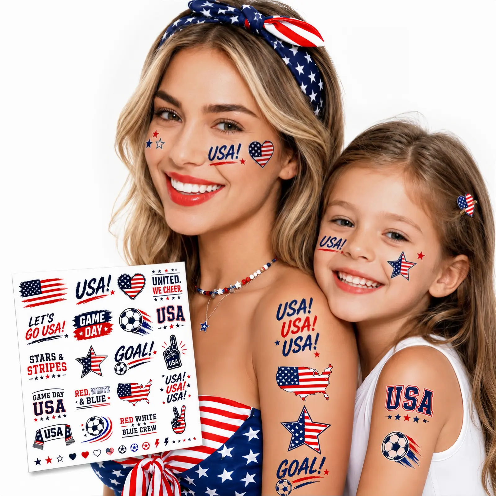 Waterproof Temporary Tattoos for Soccer Fans, Multiple Pieces Skin-Safe Sticker Sheet with USA, Mexico, Brazil, Argentina & Portugal Flags for Parties, Ephemeral Tattoos, Party, Team Spirit, Flag Designs, Skin-Safe Ink, Sports Team Temporary Tattoos, Wate