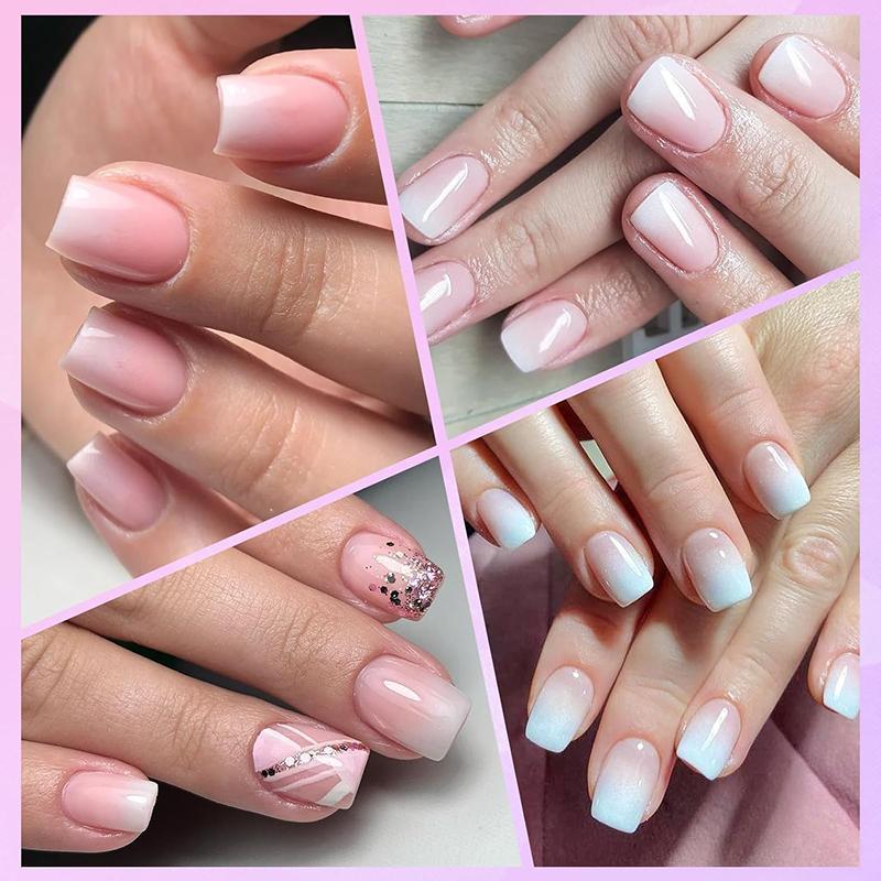 Ombre Square Fake Nail, Short Press on Nails, Cute Square False Nail Tips, Stick on Artificial Fingernails, Nail Extension Diy, Suitable for Women and Girls