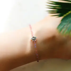 Opal lotus flower anklet