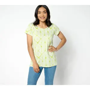 QVC Belle by Kim Gravel Women's Slub Knit Diamond Tie-Dye Top