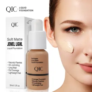 QIC Soft Matte Jewel Light Liquid Foundation 30ml Natural Flawless Matte Finish Oil-Control Waterproof Long Lasting Options
