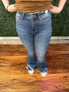 Lilly Frayed Tulip Dark Flare Jean