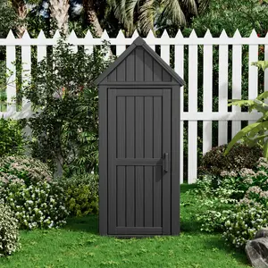 Summervibes LHBcraft Outdoor Resin Storage Shed, Upgrade Sturdy Storage Cabinet with Removable Shelves and Lock Ring, Reinforced Floor, All-Weather Construction for Garden Patio Lawn