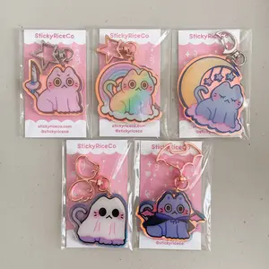 Holographic Glitter Cat Keychains