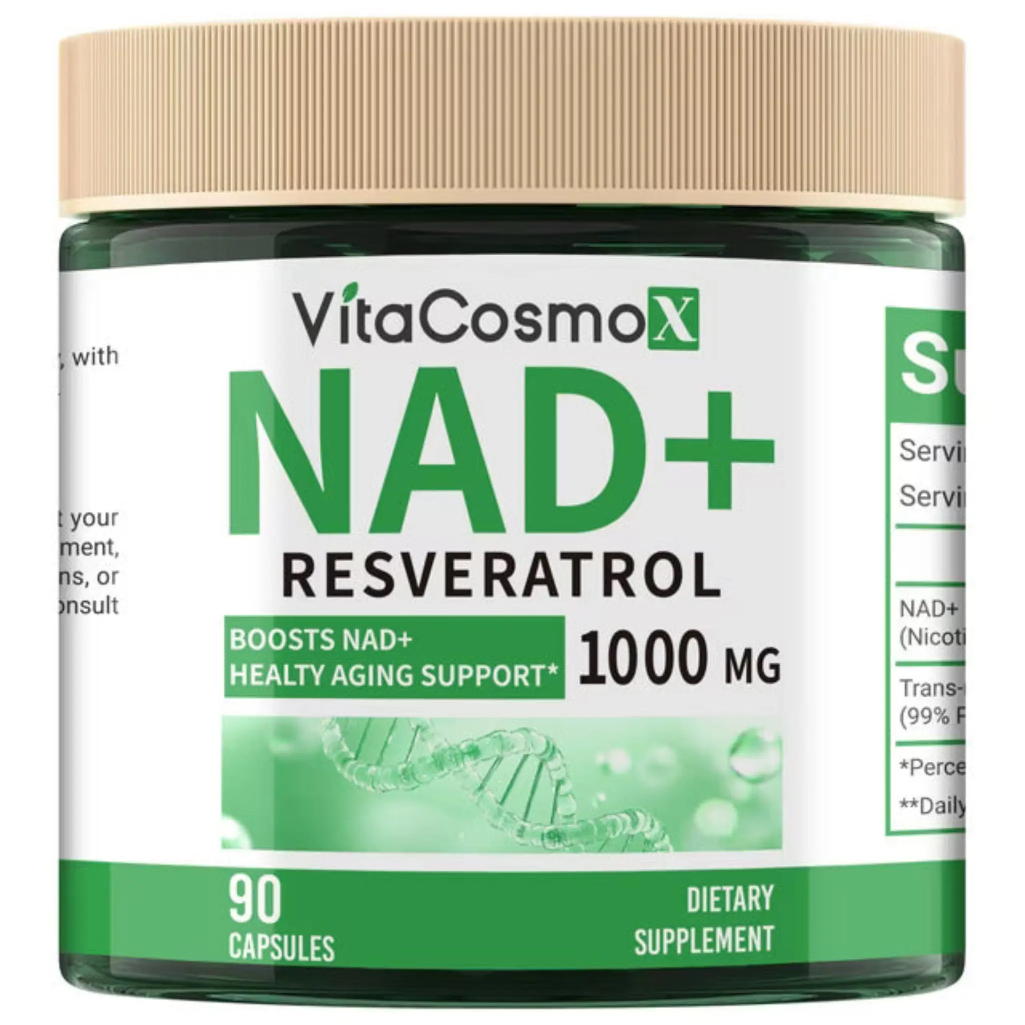 VitaCosmoX NAD+ Resveratrol Supplement 1,000 mg -  90 Capsules