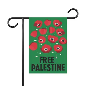Free Palestine Garden Flag Banner 12" x 18" Durable Weather-Resistant Fabric Double-Sided Design Red Poppies Symbolize Strength & Resilience for Yard & Garden Decor