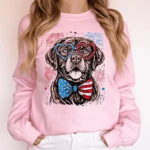 Chocolate Labrador, Lab Patriotic Dog, USA, America, Pet Lover, 4th of July Sweatshirt, Crew Neck, Women's, Crewneck