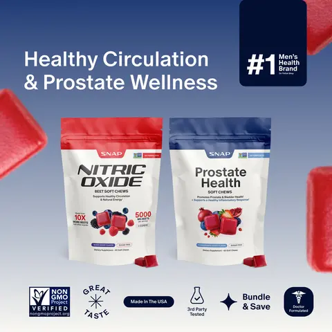 NEW! Prostate Health and Nitric Oxide Chews - Inflammation Support - Urinary & Bladder Function - Supports Blood Flow & Energy - Male Reproductive Health - Antioxidants - Supports Healthy DHT levels - Mixed Berry Flavor - Medicinal Mushrooms & Botanicals