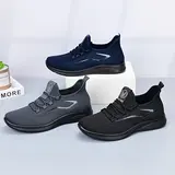 Premium Men's Breathable Lightweight Knit Running Style Shoes - Low-Top Lace-Up Sneakers with Lightweight Fabric Upper, Ventilated Mesh Design & PU Details for Walking, Gym, Outdoor Activities and Casual Wear(Alternative to sandals)