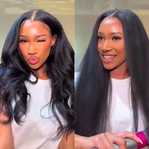 Nadula V Part Kinky Straight Summer Wig Minimal Leave Out Glueless 100% Human Hair Natural Density Soft Blends Well EasiContour Adjustable Cap Beginner Friendly Summervibes TikTokShopStockUp
