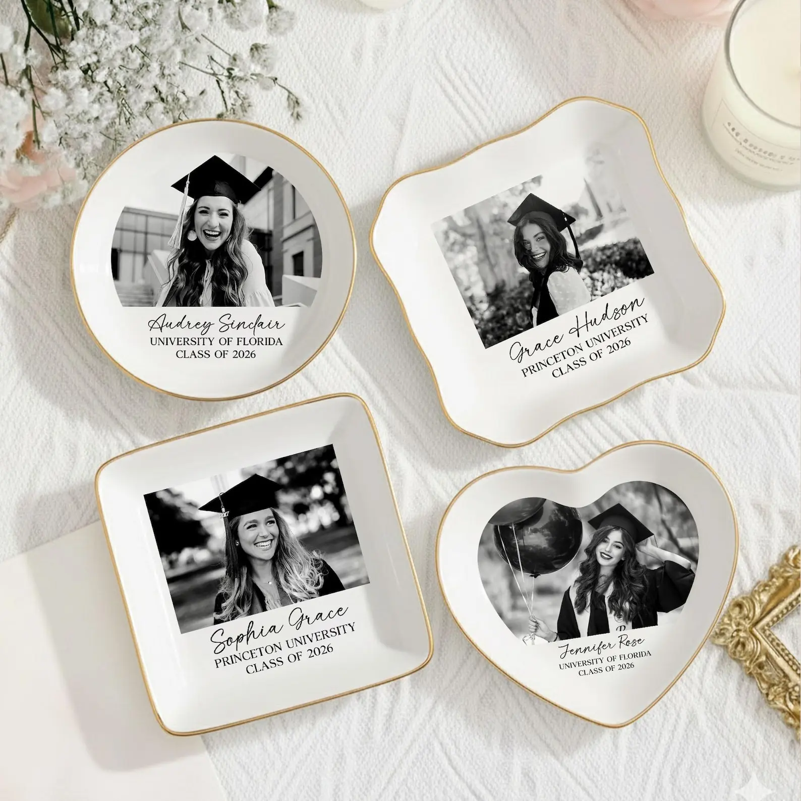 Personalized Graduation Photo Jewelry Dish, Custom Graduate Gift for Her, Class of 2026 Grad Keepsake, Graduation Ring Dish for Daughter, Graduation Decorations 2026, Graduation Gifts for Her