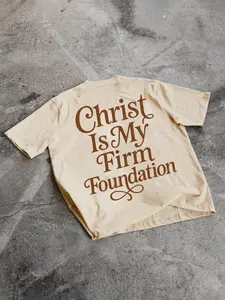 Unisex's Christ Is My Firm Foundation Letter Print Round Neck Tee, Loose Casual Short Sleeve T-shirt for Daily Wear, Unisex Top for Couple, Women