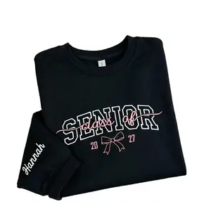 Senior Embroidered Sweatshirt Class of 2027 with Name, Senior 2027 Shirt, Personalized Graduation Gift for Her, Senior Girl Bow Crewneck