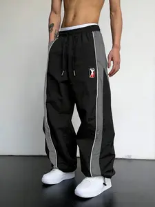 Men's Summer Wide Leg Sporty Casual Pants, Athleisure Bottoms, Quick-Dry Breathable Fabric, Anti-Wrinkle Durable, Adjustable Ankle Design, All-Season Wear, Activewear Clothing